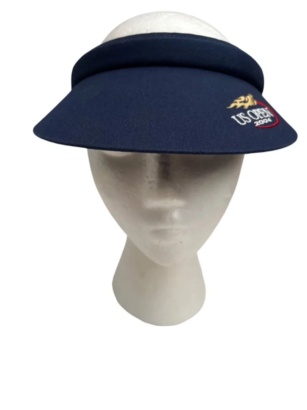 US Open 2004 Fila Navy Blue Tennis Visor Embroidered Logo Adjustable Cotton Unis